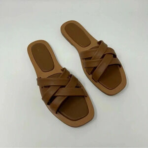 CREVO “Busy” Slide‎ Sandal in Chestnut Brown